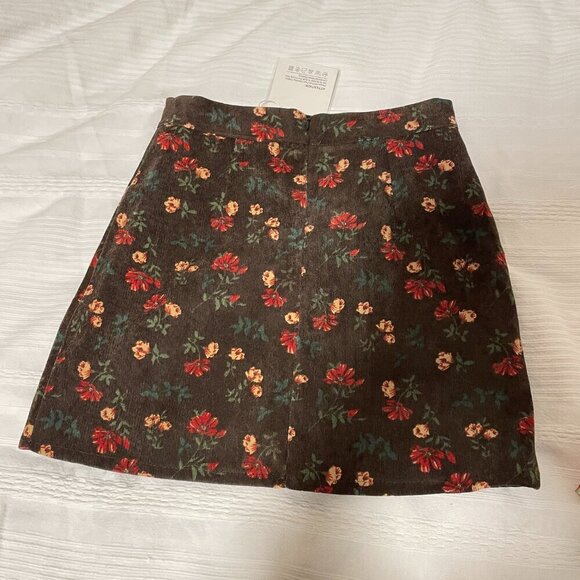 NWT Floral Corduroy A-Line Mini Skirt Brown - XS - Picture 6 of 11